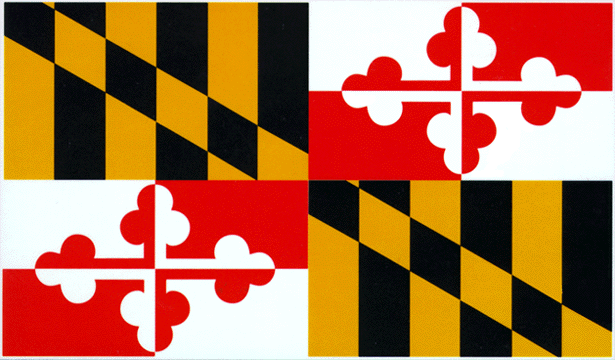 [enlarged color line drawing, Maryland State flag]